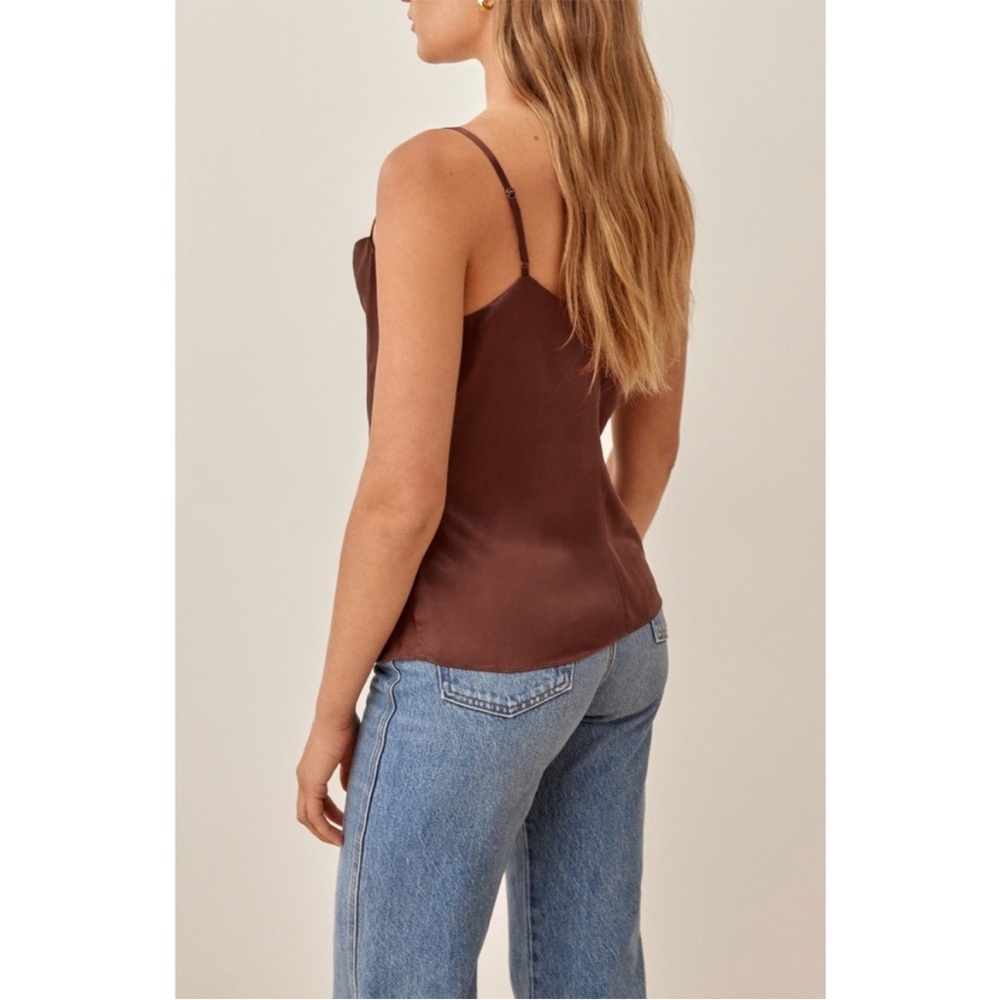 Reformation 100% Silk Sammi Top Chestnut Medium - Picture 3 of 8